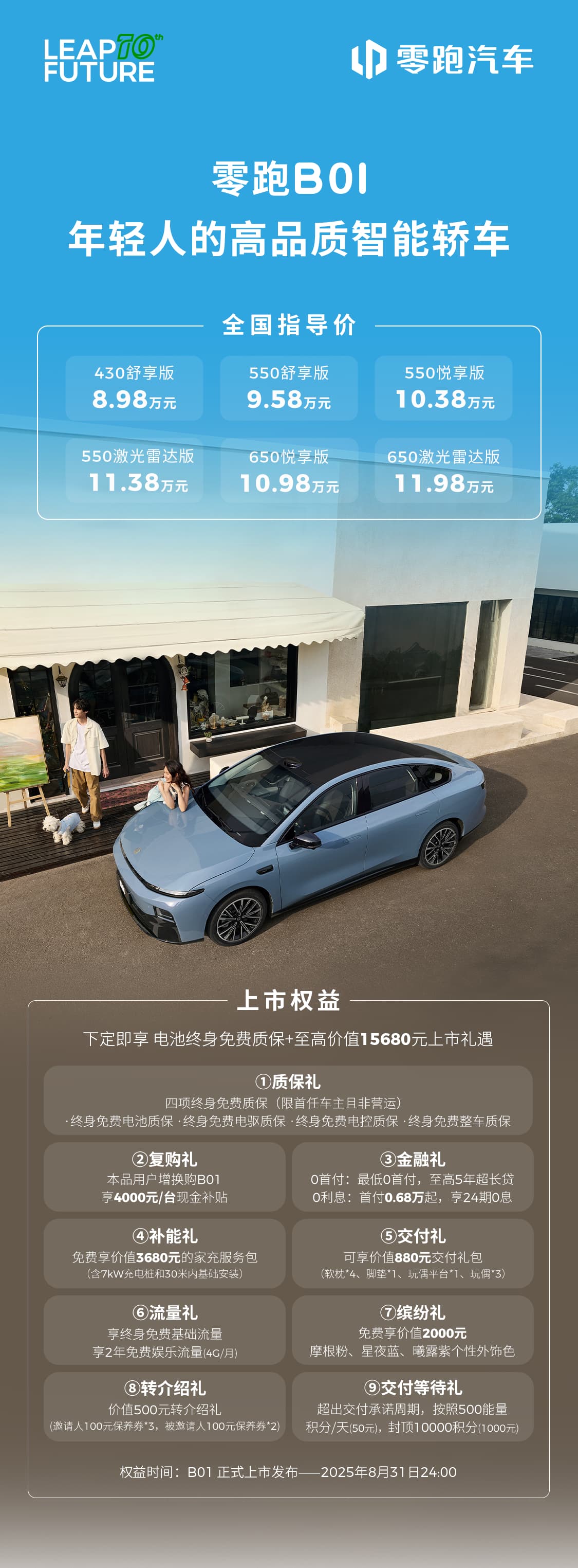 零跑B01上市价8.98万起