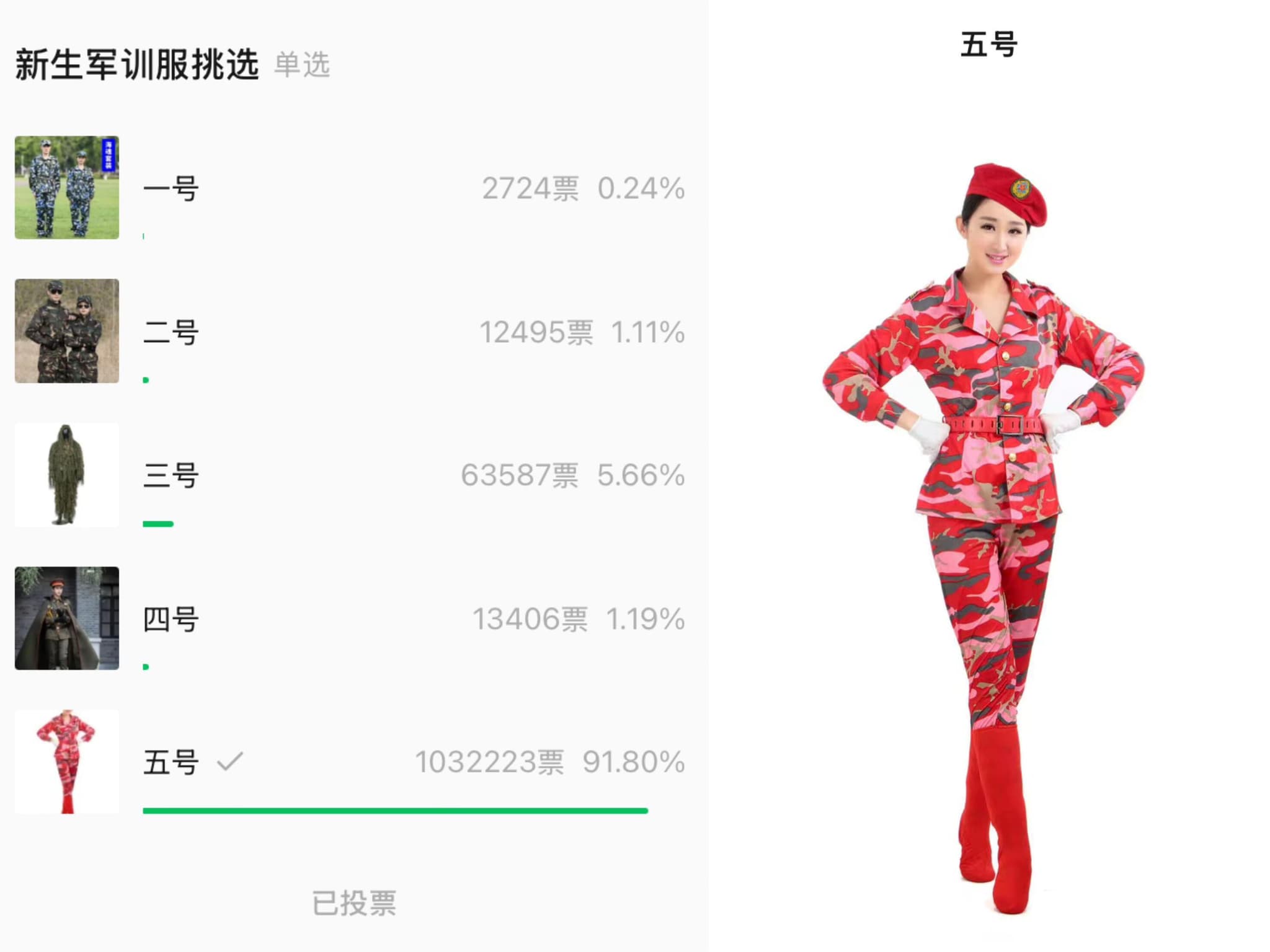 272万网民选的军训服要来了