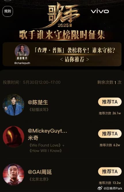 断眉投票 马嘉祺