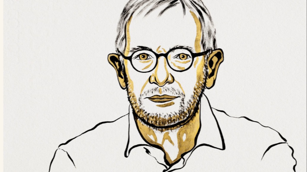 An illustrated portrait of laureate Francis Halzen commissioned for the announcement. Photo: The Paper