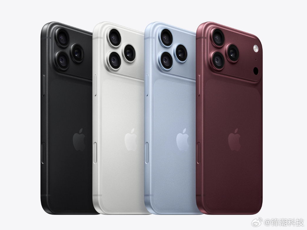 The four iPhone 18 Pro finishes: black, silver, burgundy and glacier blue. Photo: @锋潮科技