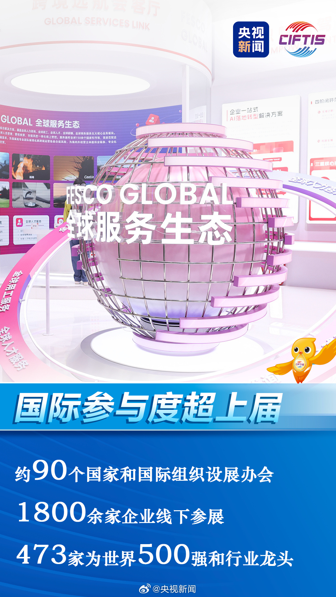 The 'ESCO Global' service-ecosystem exhibit at the Shougang convention center. Photo: @央视新闻