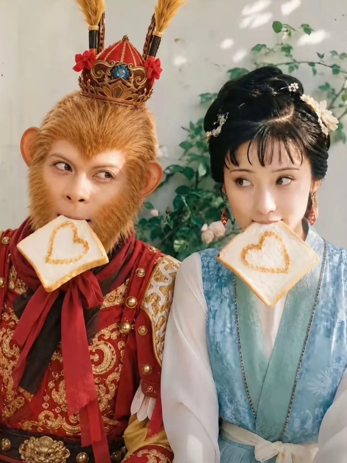 A fan edit pairs the 1986 Monkey King with a Lin Daiyu in blue-and-white. Photo: @你的小城没有歌谣