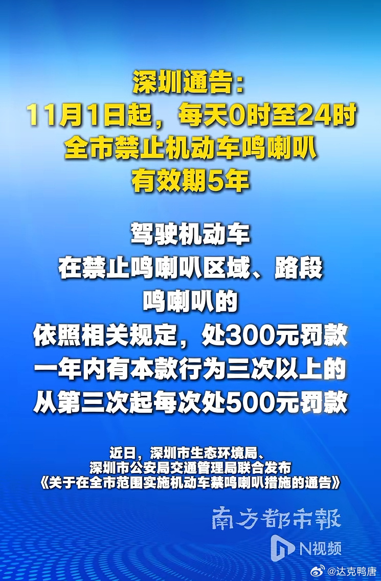 Shenzhen Bans Car Horns Citywide for Five Years, Starting November 1