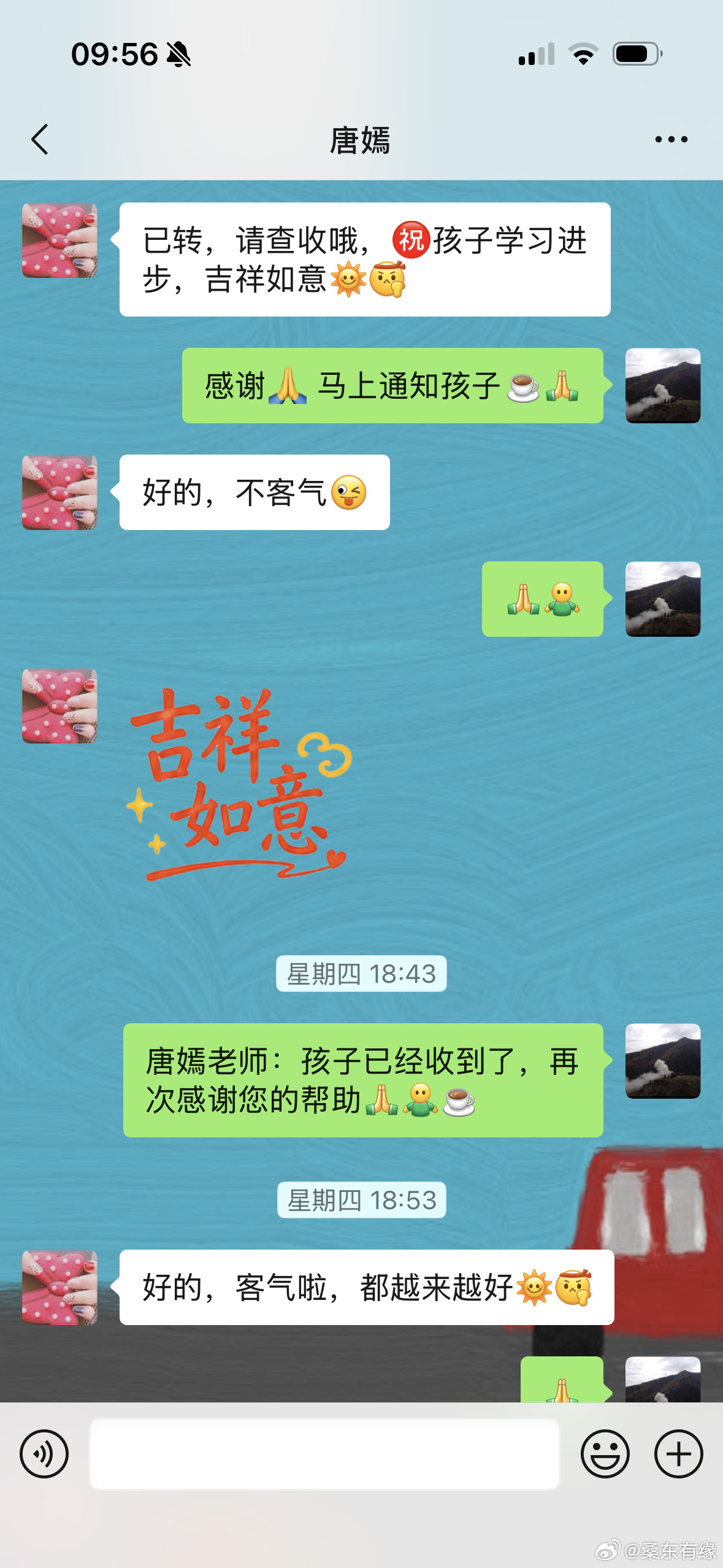 A WeChat transfer record from the blogger's post, showing the mechanics of the sponsorship. Photo: @桑东有缘