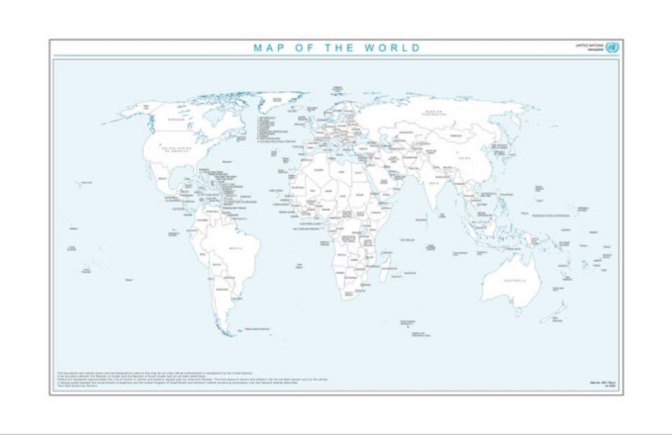 A standard UN map of the world. Photo: @孤烟暮蝉