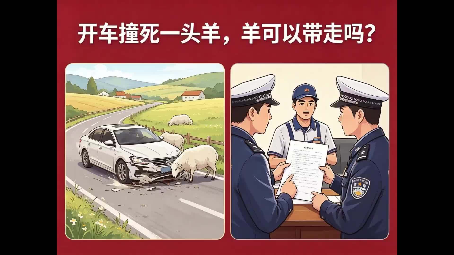 A Weibo explainer walked drivers through the question the case turned on: kill a sheep, pay for it — but is it yours? Photo: @机智的科普君
