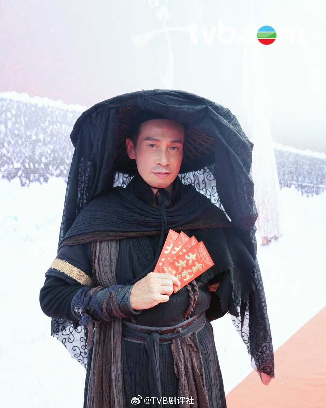 Moses Chan in Qing-court costume at the launch of the "War and Beauty" spinoff. Photo: @TVB剧评社