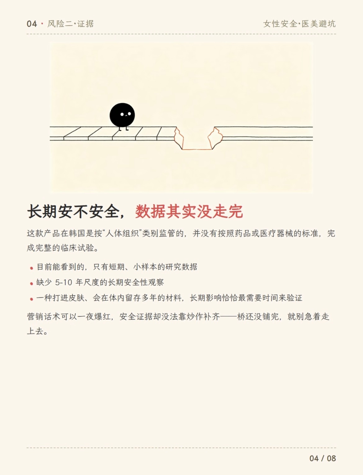 A second panel from the same Weibo explainer warns that long-term safety data for the injectable is incomplete. Photo: @-重启按钮- via Weibo