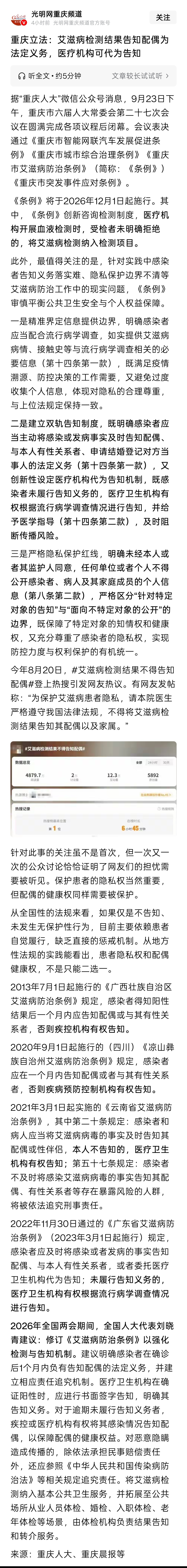 Chongqing Makes Telling Your Spouse an HIV Result a Legal Duty