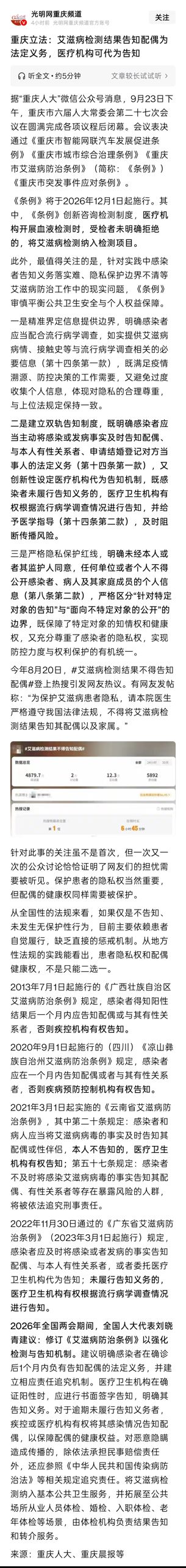 Chongqing Makes Telling Your Spouse an HIV Result a Legal Duty