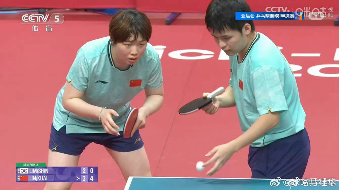 Wang and Sun in their semifinal against India. Photo: @马继华