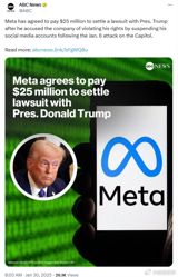 The recent news that Mark Zuckerberg's company, Meta, has agreed to pay Donald Trump $25 million to settle a lawsuit is a significant development. The lawsuit was filed by Trump in 2021 after his Facebook and Instagram accounts were banned by Meta following the January 6th US Capitol riot. The payout is seen as a victory for Trump, and it raises questions about the relationship between tech giants and political leaders.