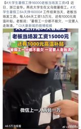 When two college students from Jinhua, a city in Zhejiang province, finished a 64‑day stint as summer workers in the bustling market town of Yiwu, their employer handed them a stack of cash – 15,000 yuan in wages plus an extra 1,000‑yuan “high‑temperature” subsidy, for a total of 16,000 yuan each. The boss, a local businessman who asked to remain unnamed, made a point of announcing, “Summer workers cannot be owed a single cent; accounts must be cleared when they leave.” The immediate, no‑questions‑asked payment has become a viral touchstone on China’s social media platform Weibo, sparking a flood of praise for the employer and a broader conversation about fair labour practices for temporary workers.